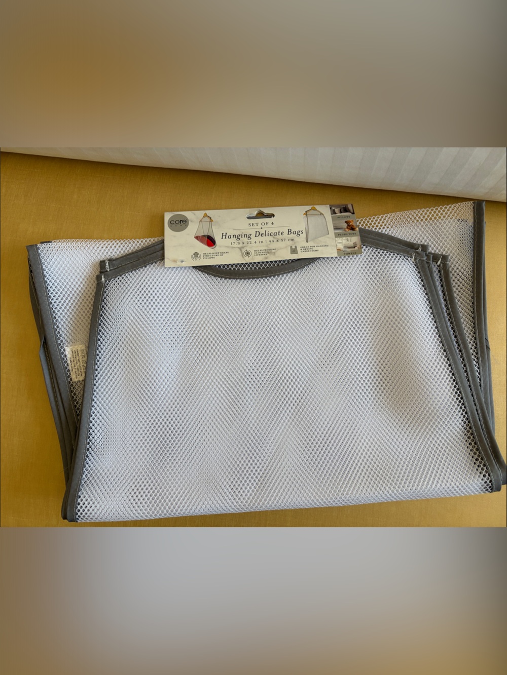 Gray Mesh Hanging Delicate Bags - Set of 4